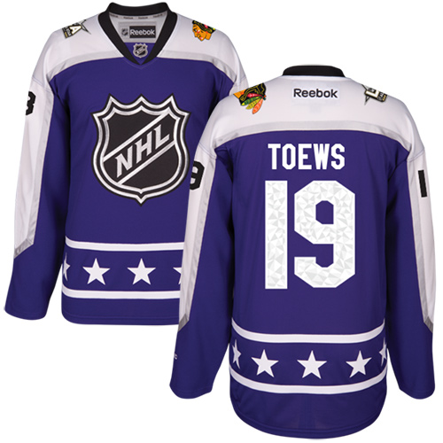 Blackhawks #19 Jonathan Toews Purple All-Star Central Division Stitched NHL Jersey - Click Image to Close